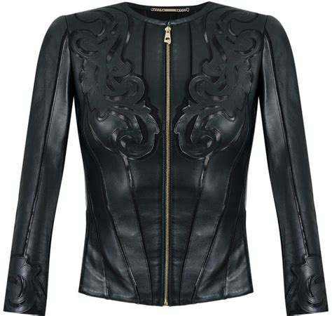 versace collection laser cut leather jacket|versace collection leather jacket.